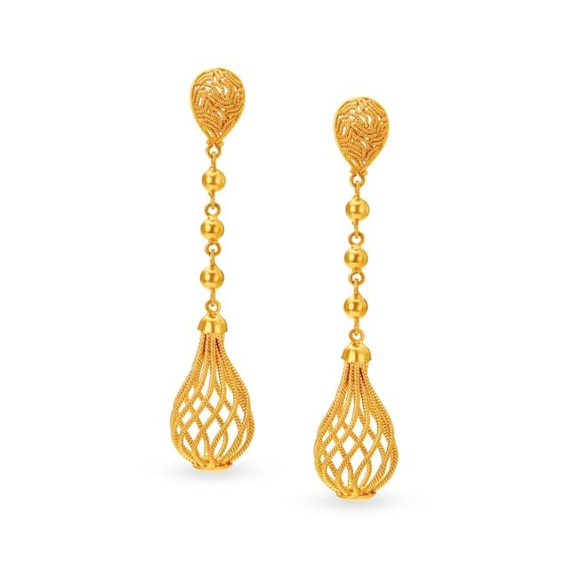 Gold Yellow Enduring Design Earrings